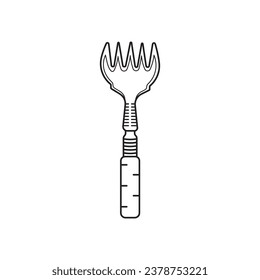 Hand drawn Kids drawing Cartoon Vector illustration oyster fork wooden handle Isolated in doodle style