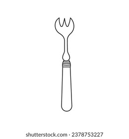 Hand drawn Kids drawing Cartoon Vector illustration oyster fork Isolated in doodle style