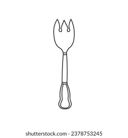 Hand drawn Kids drawing Cartoon Vector illustration ice cream fork Isolated in doodle style