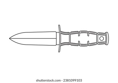 Hand drawn Kids drawing Cartoon Vector illustration spear point knife Isolated in doodle style