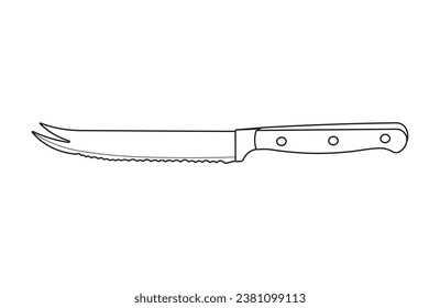 Hand drawn Kids drawing Cartoon Vector illustration serrated knife Isolated in doodle style