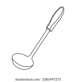 Hand drawn Kids drawing Cartoon Vector illustration stainless steel ladle Isolated in doodle style