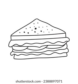 Hand drawn Kids drawing Cartoon Vector illustration sandwich icon Isolated on White Background