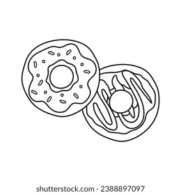 Hand drawn Kids drawing Cartoon Vector illustration donuts icon Isolated on White Background