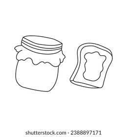 Hand drawn Kids drawing Cartoon Vector illustration a jam with bread icon Isolated on White Background