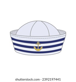 Hand drawn Kids drawing Cartoon Vector illustration sailor hat Isolated on White Background