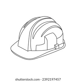 Hand drawn Kids drawing Cartoon Vector illustration hard hat Isolated on White Background