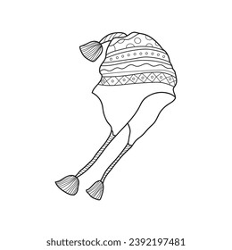 Hand drawn Kids drawing Cartoon Vector illustration chullo hat Isolated on White Background