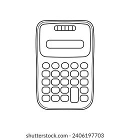 Hand drawn Kids drawing cartoon Vector illustration kids calculator icon Isolated on White