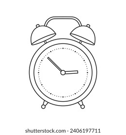 Hand drawn Kids drawing Cartoon Vector illustration alarm clock icon Isolated on White