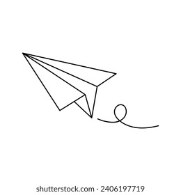 Hand drawn Kids drawing cartoon Vector illustration cute paper plane icon Isolated on White