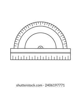 Dibujo infantil dibujado a mano Dibujo ilustrador vectorial medio icono de regla cuadrada de círculo Aislado en blanco