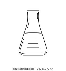 Hand drawn Kids drawing cartoon Vector illustration erlenmeyer flask icon Isolated on White