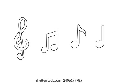 Hand drawn Kids drawing cartoon Vector illustration cute music note icon Isolated on White