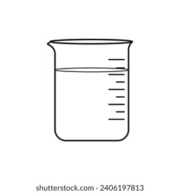 Hand drawn Kids drawing Cartoon Vector illustration beaker glass icon Isolated on White