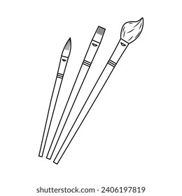 Hand drawn Kids drawing Cartoon Vector illustration art brush icon Isolated on White