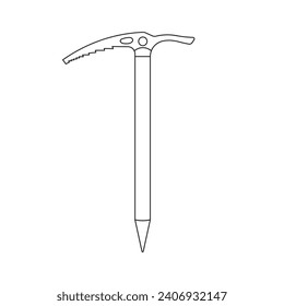 Hand drawn Kids drawing Cartoon Vector illustration ice axe icon Isolated on White Background