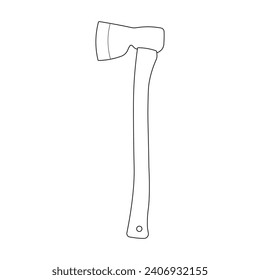 Hand drawn Kids drawing Cartoon Vector illustration carpenter axe icon Isolated on White Background