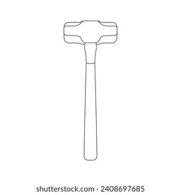 Hand drawn Kids drawing Cartoon Vector illustration sledge hammer icon Isolated on White Background