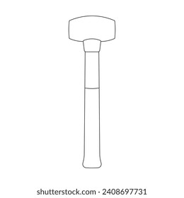 Hand drawn Kids drawing Cartoon Vector illustration brass hammer icon Isolated on White Background