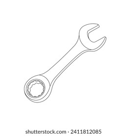 Hand drawn Kids drawing Cartoon Vector illustration stubby wrench icon Isolated on White Background