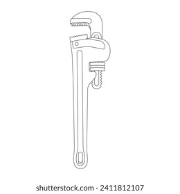 Hand drawn Kids drawing Cartoon Vector illustration pipe wrench icon Isolated on White Background
