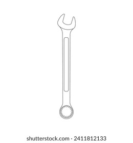 Hand drawn Kids drawing Cartoon Vector illustration combination wrench icon Isolated on White Background