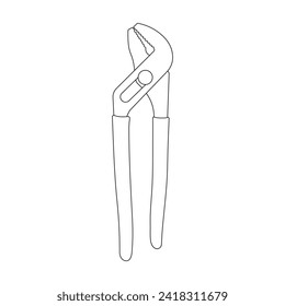 Hand drawn Kids drawing Cartoon Vector illustration tongue and groove pliers icon Isolated on White Background