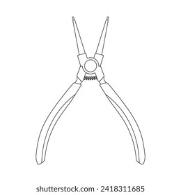 Hand drawn Kids drawing Cartoon Vector illustration snap ring Pliers icon Isolated on White Background
