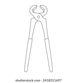 Hand drawn Kids drawing Cartoon Vector illustration nail pulling pliers icon Isolated on White Background