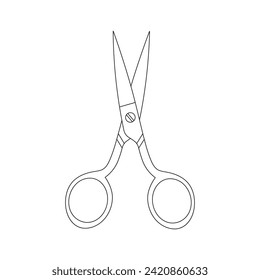 Hand drawn Kids drawing Cartoon Vector illustration embroidery scissors Isolated in doodle style