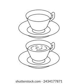 Hand drawn Kids drawing Cartoon Vector illustration set of tea icon Isolated on White Background