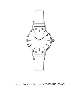 Hand drawn Kids drawing Cartoon Vector illustration womens watch icon Isolated on White Background