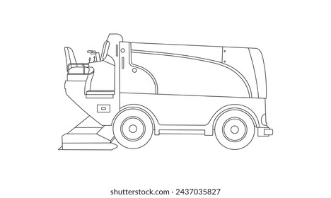 Hand drawn Kids drawing Cartoon Vector illustration ice resurfacer Isolated on White Background
