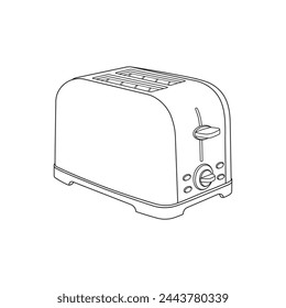 Dibujado a mano Niños dibujando dibujos animados ilustración vectorial icono de tostadora aislado sobre fondo blanco