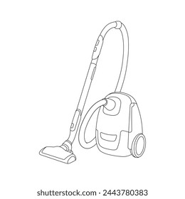 Hand drawn Kids drawing Cartoon Vector illustration vacuum cleaner icon Isolated on White Background