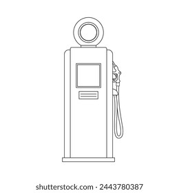 Hand drawn Kids drawing Cartoon Vector illustration vintage gas pump icon Isolated on White Background