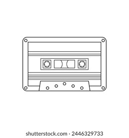 Hand drawn Kids drawing cartoon Vector illustration cassette tape icon Isolated on White