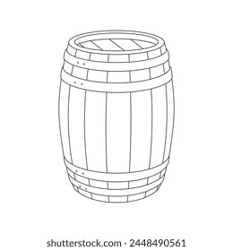 Hand drawn Kids drawing cartoon Vector illustration wooden barrel icon Isolated on White