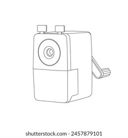 Hand drawn kids drawing cartoon Vector illustration rotary pencil sharpener icon Isolated on White