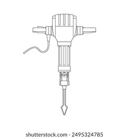Hand drawn kids drawing cartoon Vector illustration jackhammer icon Isolated on White
