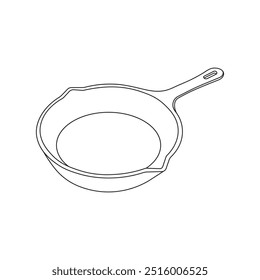 Hand drawn Kids drawing Cartoon Vector illustration iron cooking icon Isolated on White Background