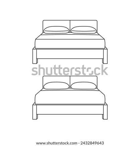 Hand drawn Kids drawing Cartoon Vector illustration bed icon Isolated on White Background