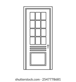 Hand drawn kids drawing classic door cartoon isolated
