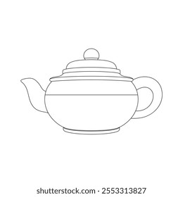 Hand drawn kids drawing clay teapot cartoon isolated