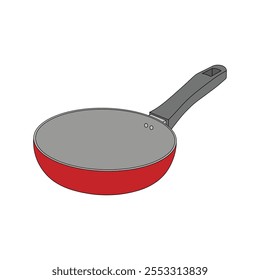 Hand drawn kids drawing cooking pan cartoon isolated