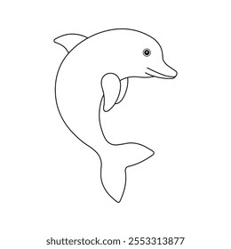 Hand drawn kids drawing dolphin cartoon isolated