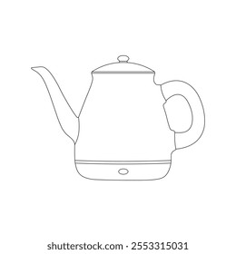 Hand drawn kids drawing electric kettle cartoon isolated