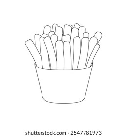 Hand drawn kids drawing frech fries cartoon isolated