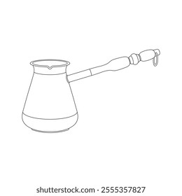 Hand drawn kids drawing illustration turkish coffee pot cartoon isolated